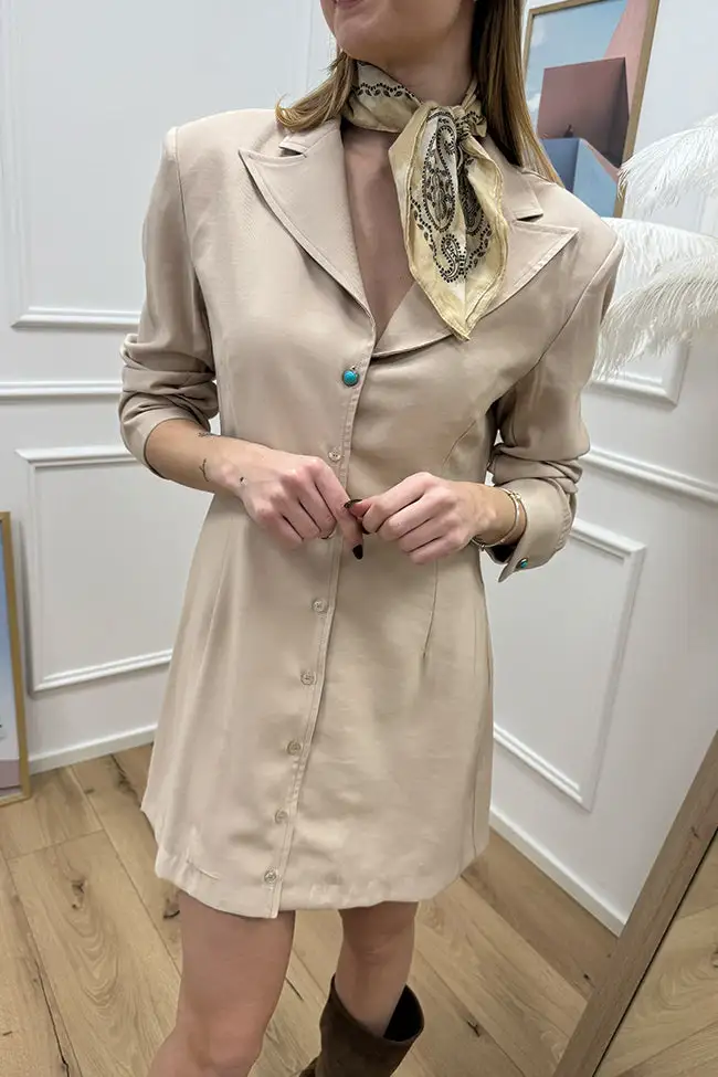 Hollow Mini Button Front Dress