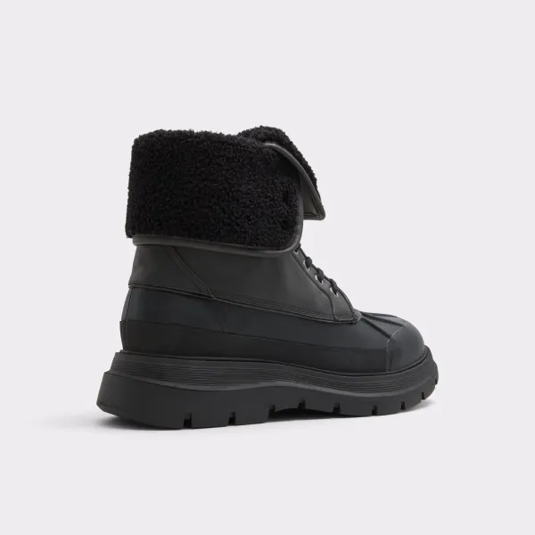 Men's Black Platform Suede Lace-Up Boots