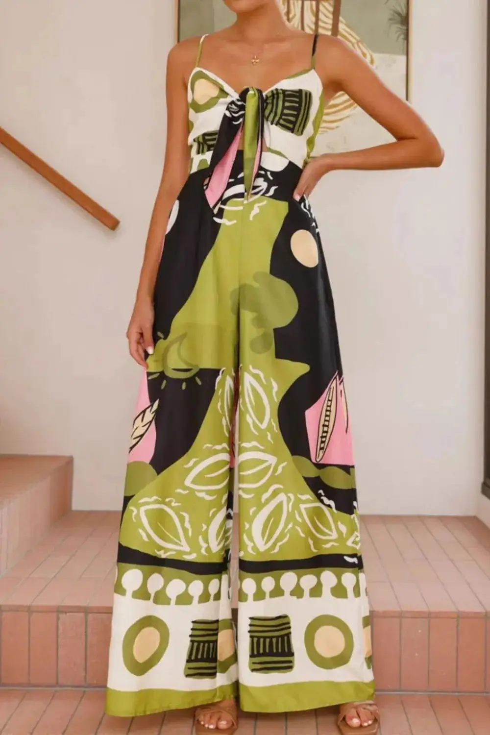 Printed Sweetheart Jumpsuit