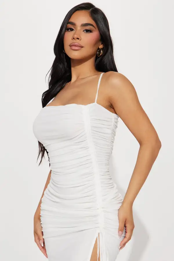 Elle Mesh Midi Dress - White