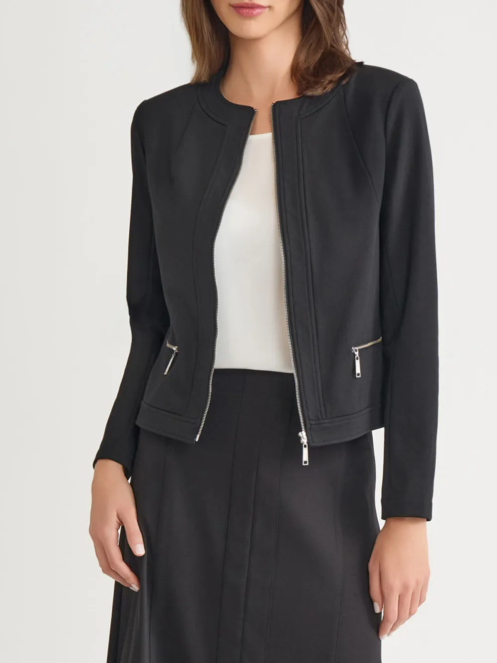 Round Neck Zipper Jacket