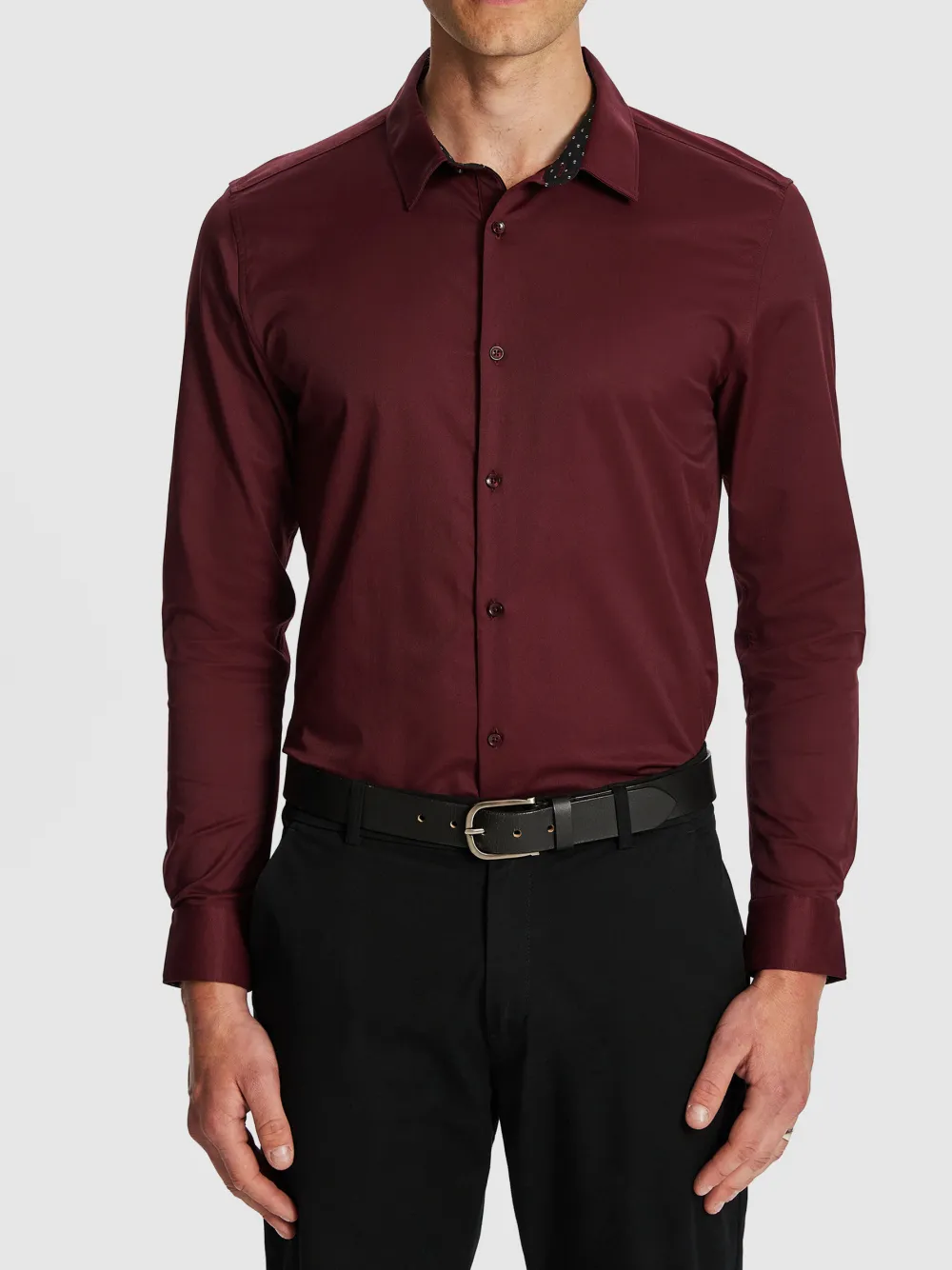Burgundy Slim Fit Long Sleeve Shirt