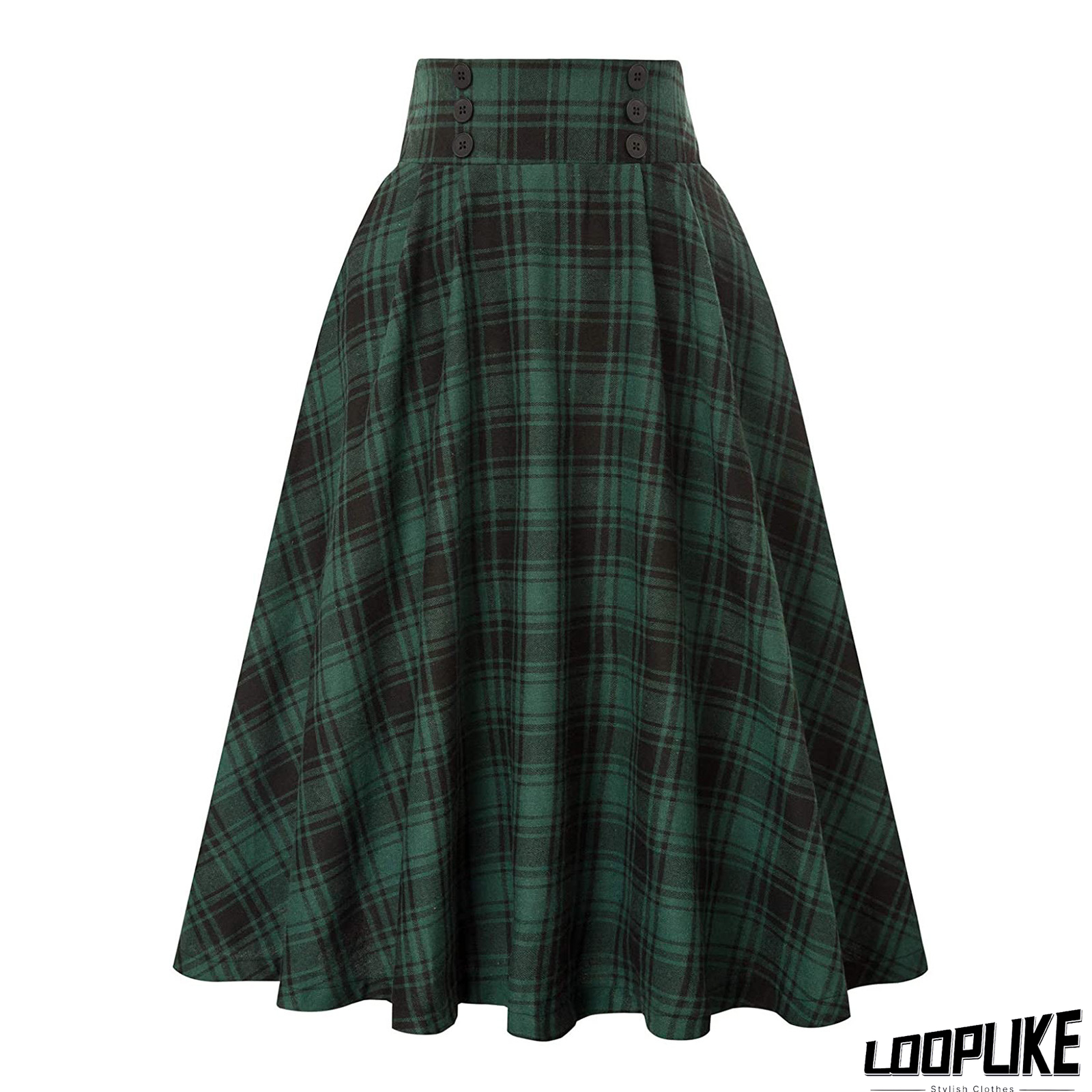 Casual Cotton-Blend Checkered/plaid Skirt