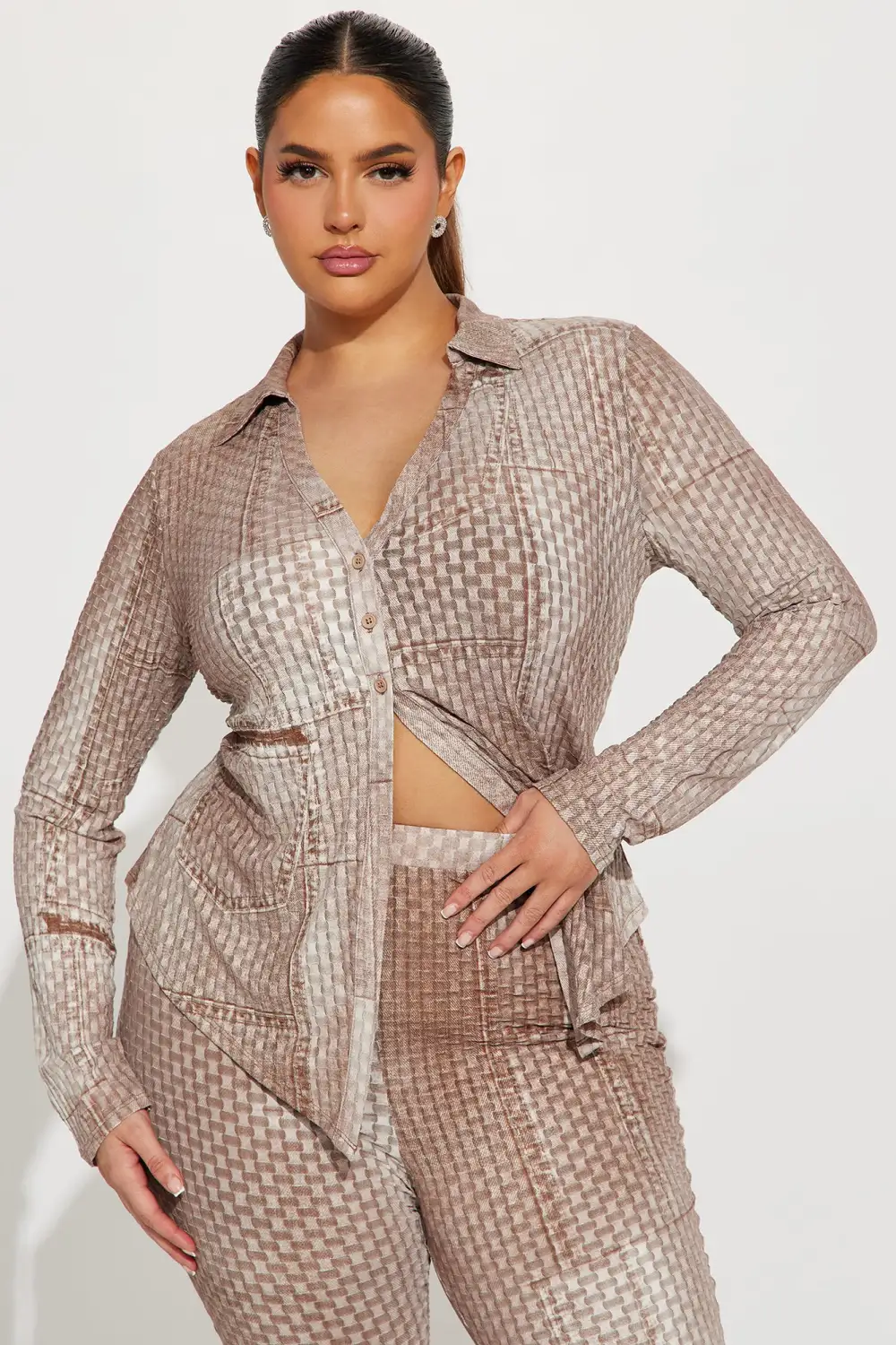 Magnolia Mesh Pant Set - Taupe