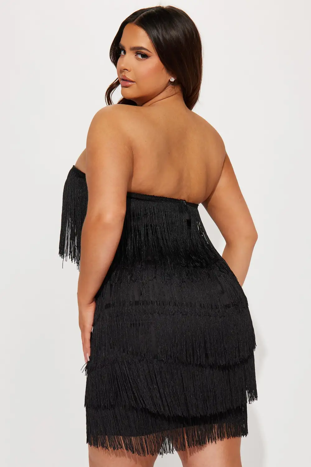 Amiah Fringe Mini Dress - Black