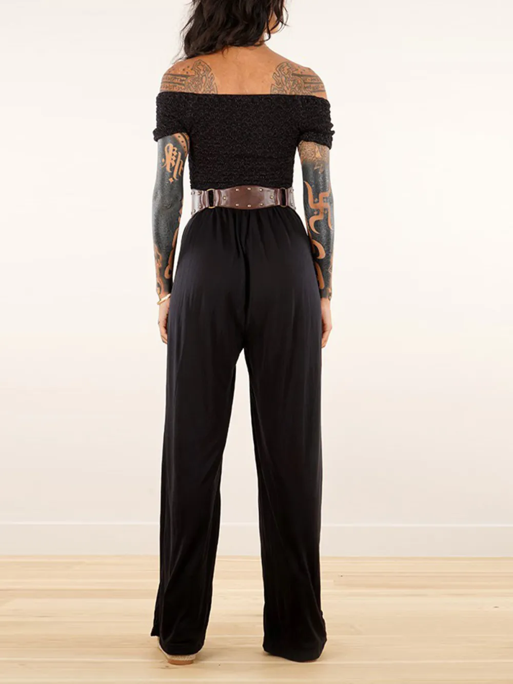 Short Sleeve Flare Leg Jumpsuit