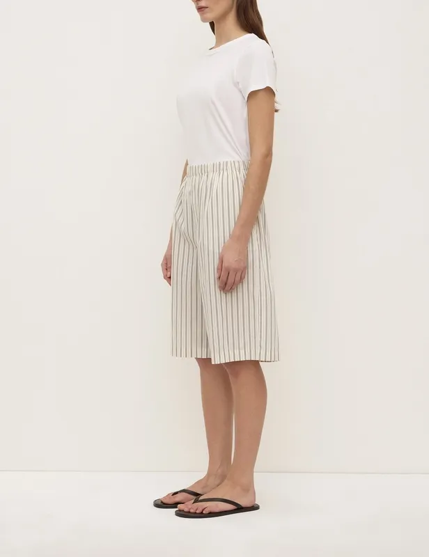 Cream & Smoke Striped Cotton Short
