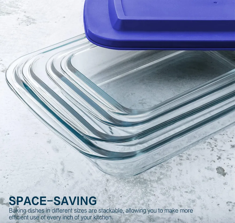 8-Piece Deep Glass Baking Dish Set with Plastic lids,Rectangular Glass Bakeware Set with BPA Free Lids, Baking Pans for Lasagna, Leftovers, Cooking, Kitchen, Freezer-to-Oven and Dishwasher, Gray