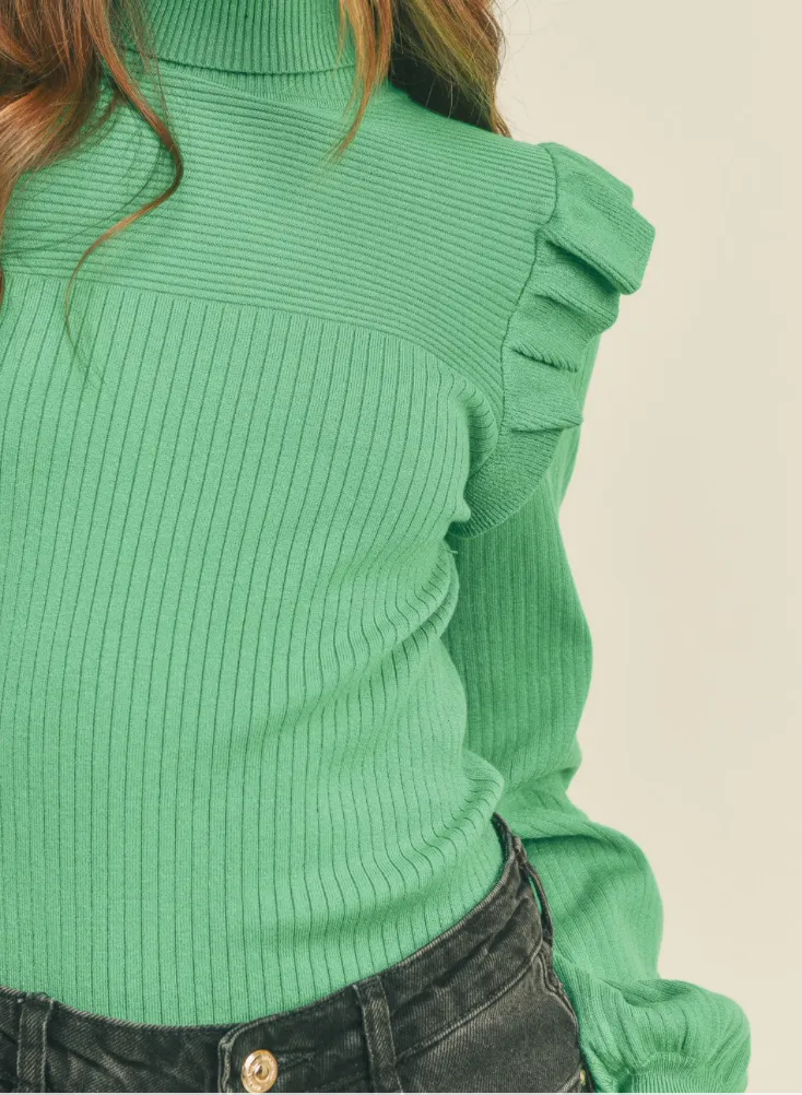 Shoulder Ruffle Sweater