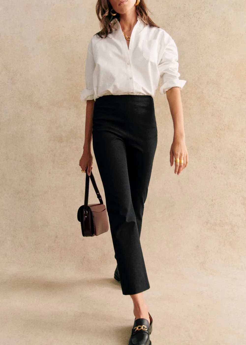 High Waisted Flared Cropped Trousers