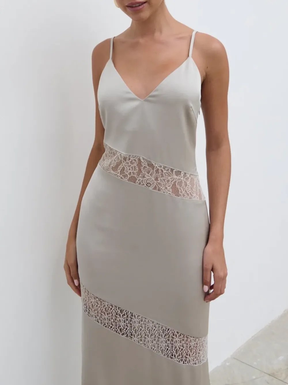 Lace Inserted Slip Dress