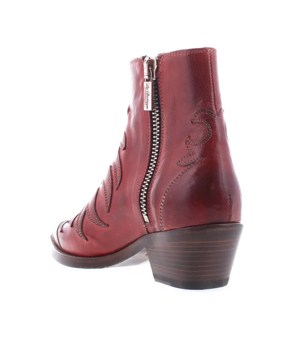 Western Side Zip Leather Refined Crafted Ankle Boots