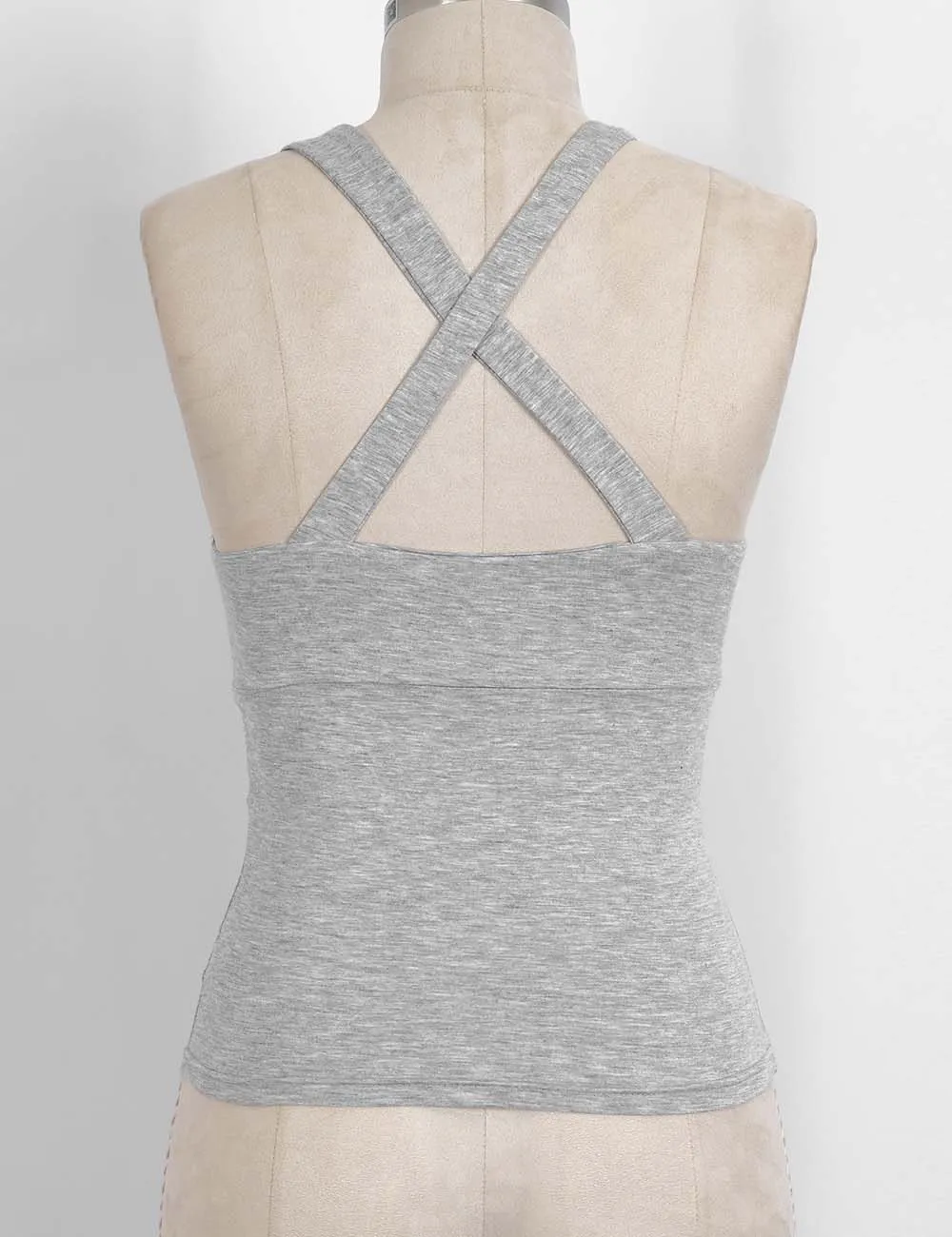 Chic Twisted Strap V Neck Cross Back Sleeveless Top