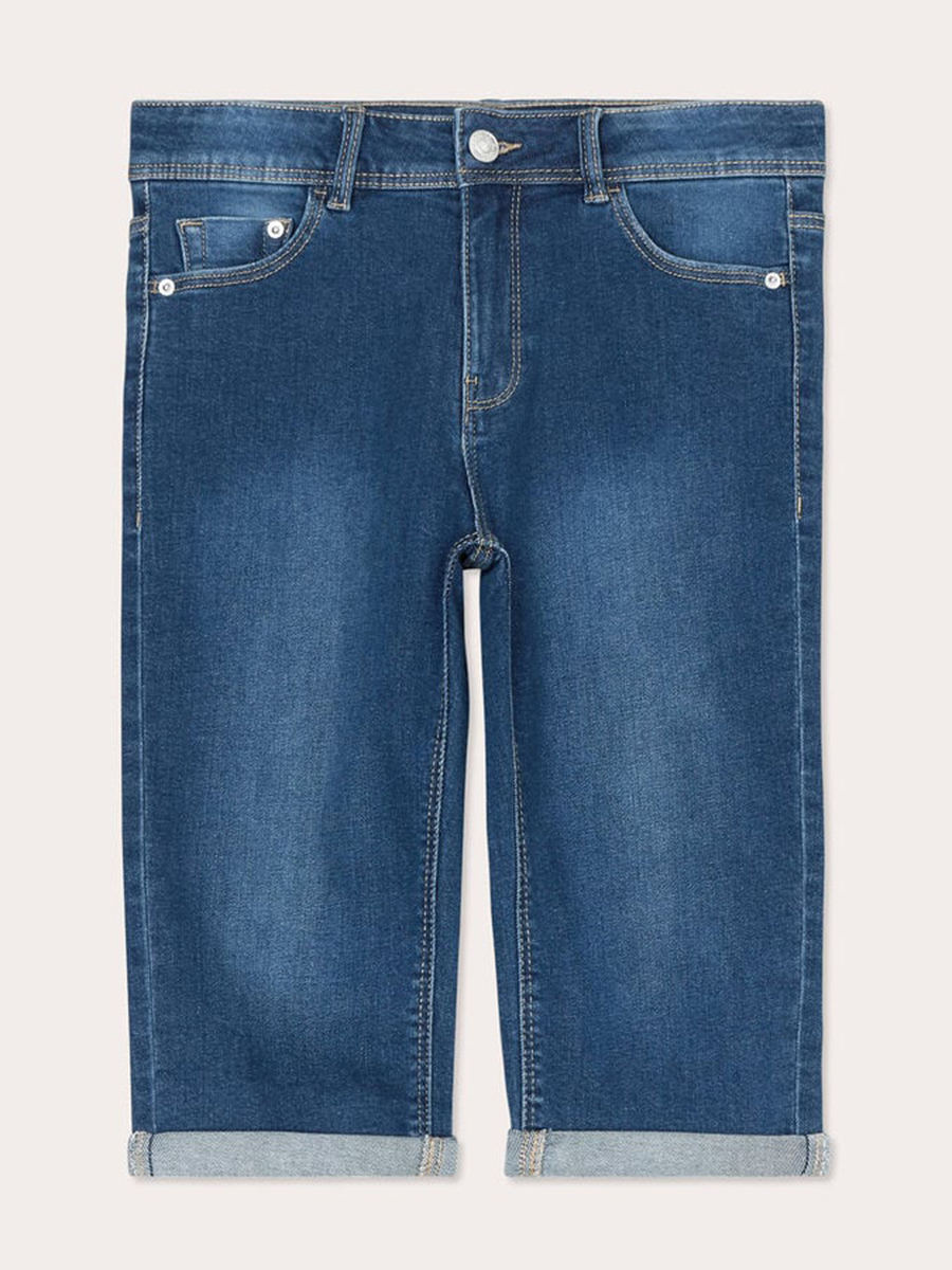 Bermuda slim en jean denim stone femme