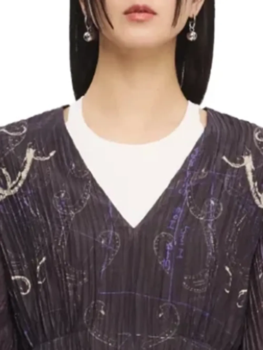 Embroidered Pattern Long - Sleeve Dress