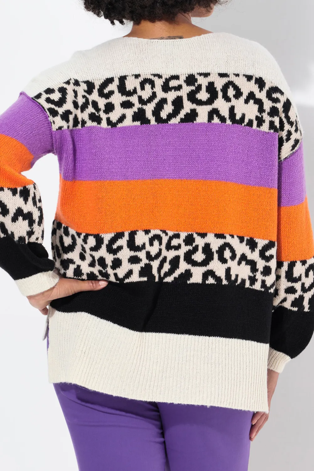 Leopard Print Contrasting Sweater