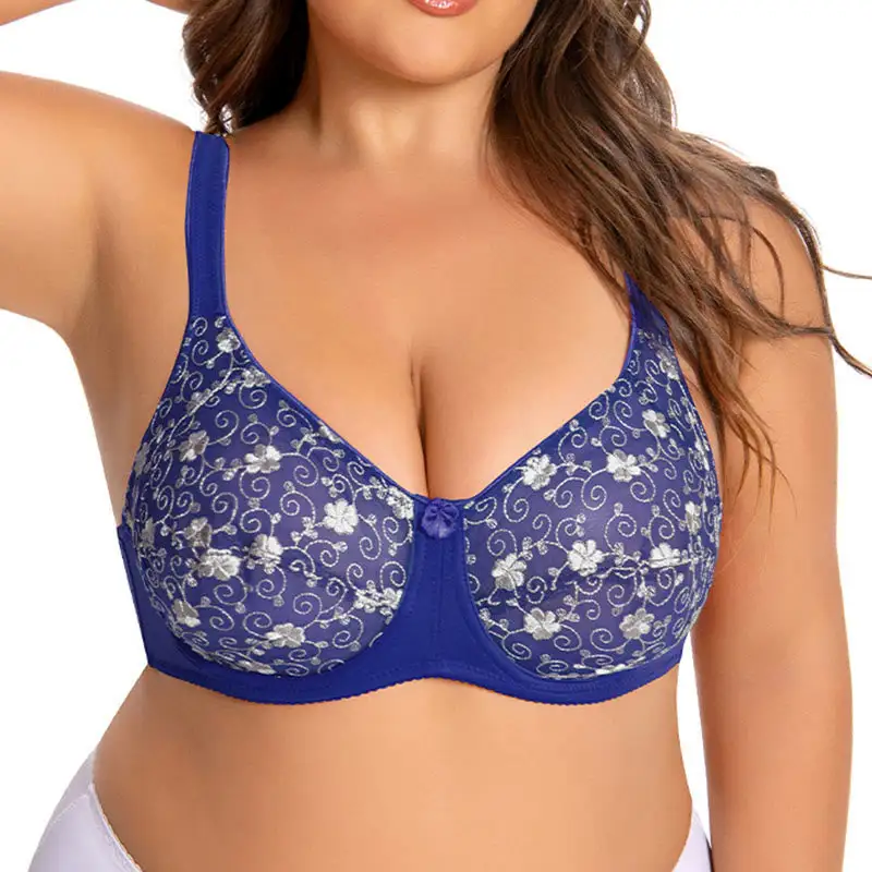 Flower Embroidery Full Coverage Bra