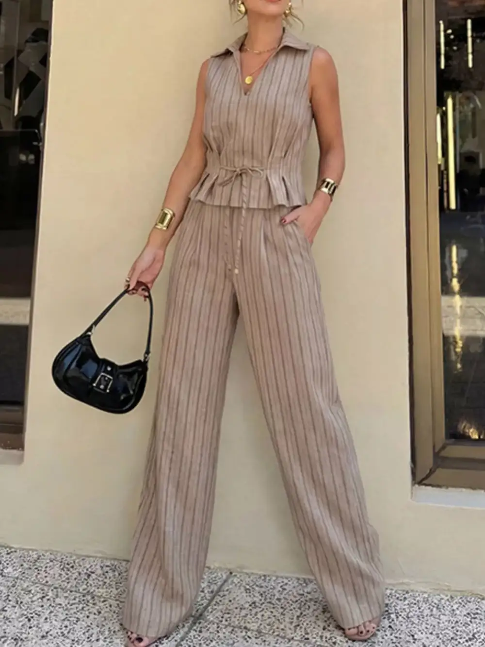 Everyday Striped Wide Leg Jumpsuit