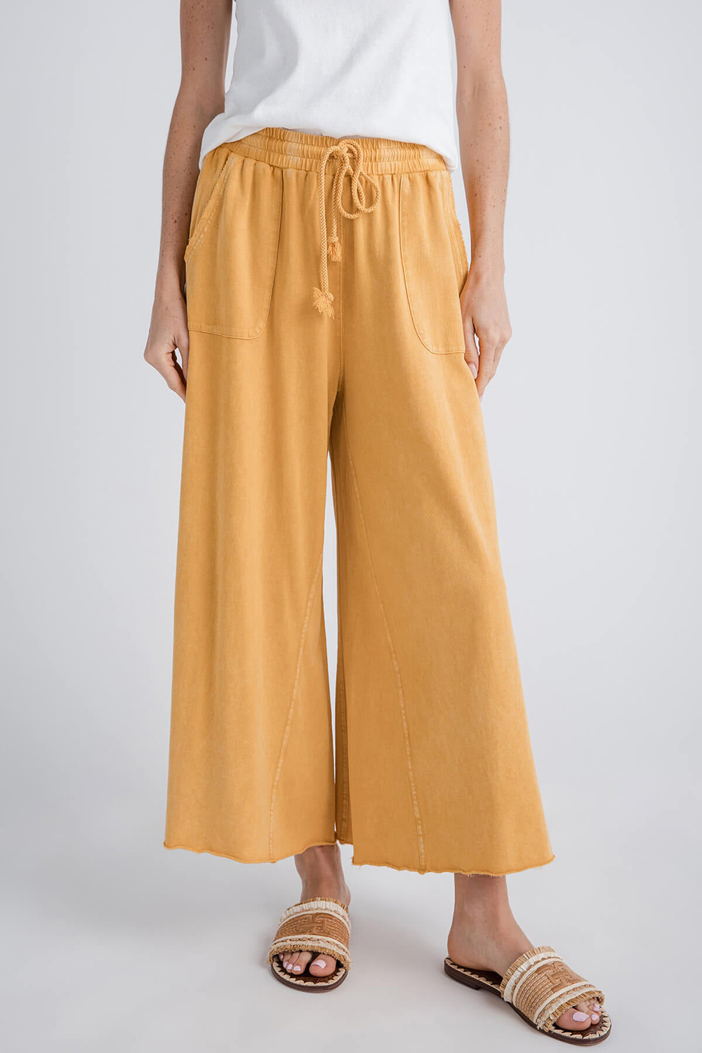 Easel Wide Leg Knit Pants - ash