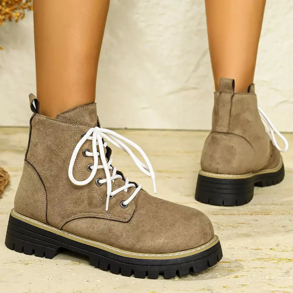 Round Toe Lace-Up Boots