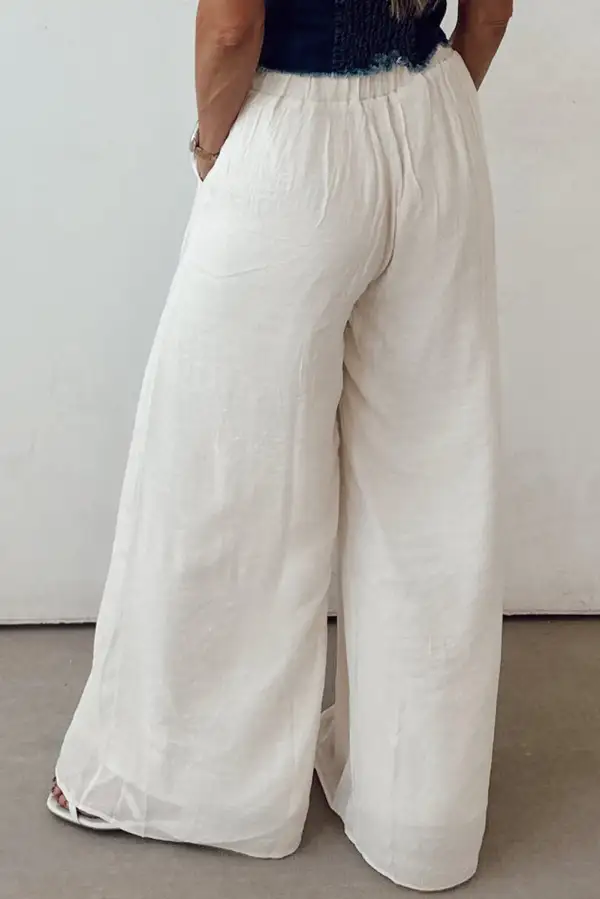 Tie Rise Pleated Wide Leg Pants