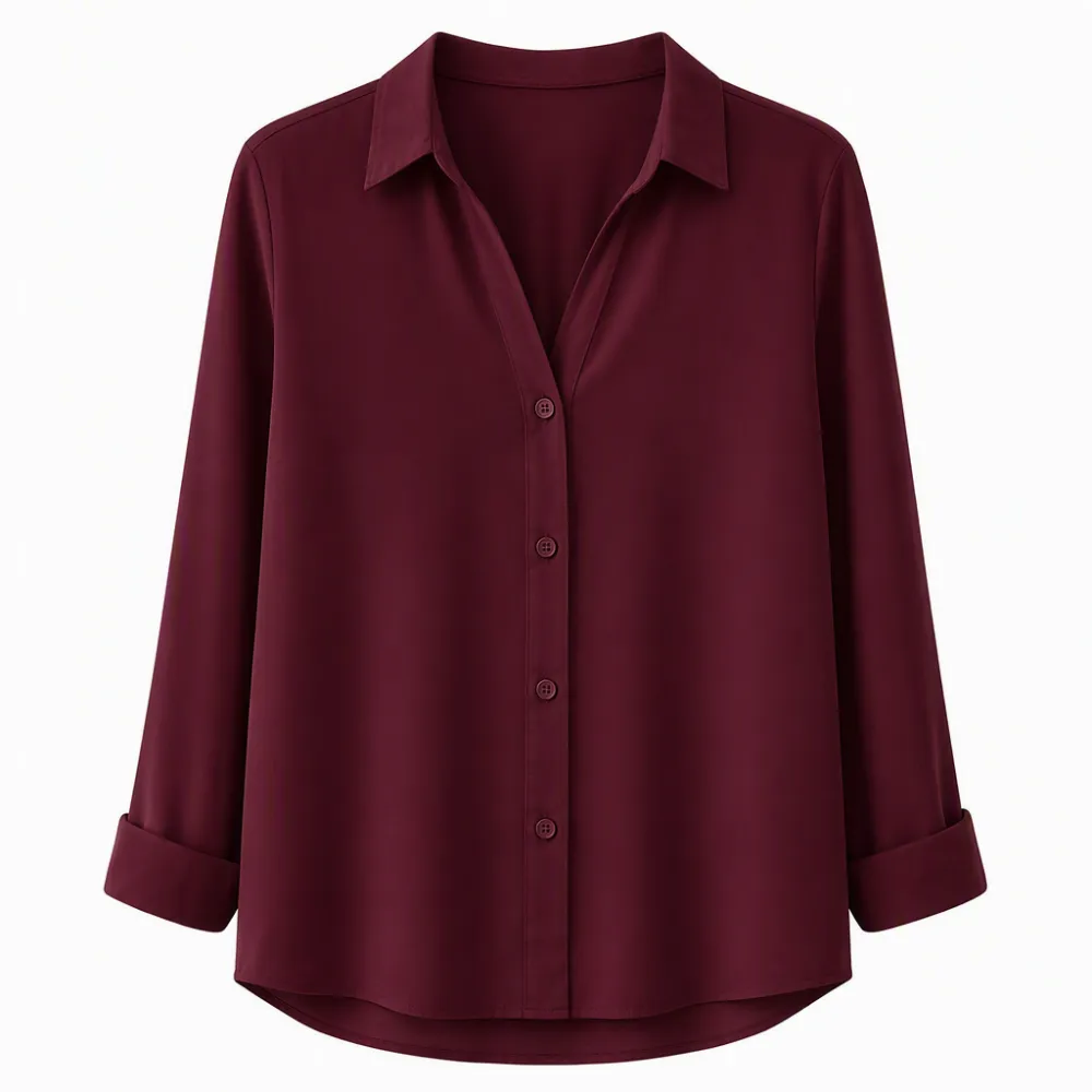 Women Elegant Casual Long Sleeve Button Up Blouse