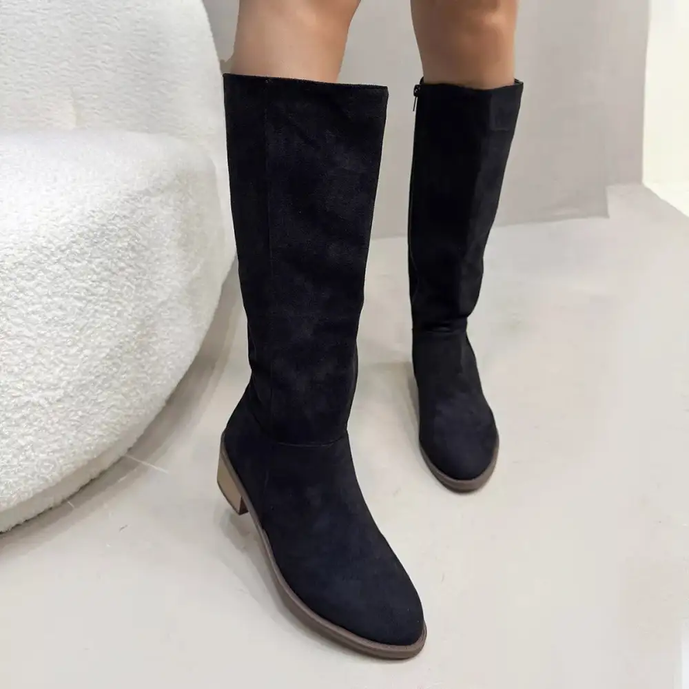 Side-Zip Closure Suede Knee High Boots
