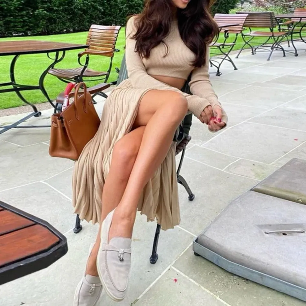 Sweater Cropped Top Midi Skirt Two-Piece Set