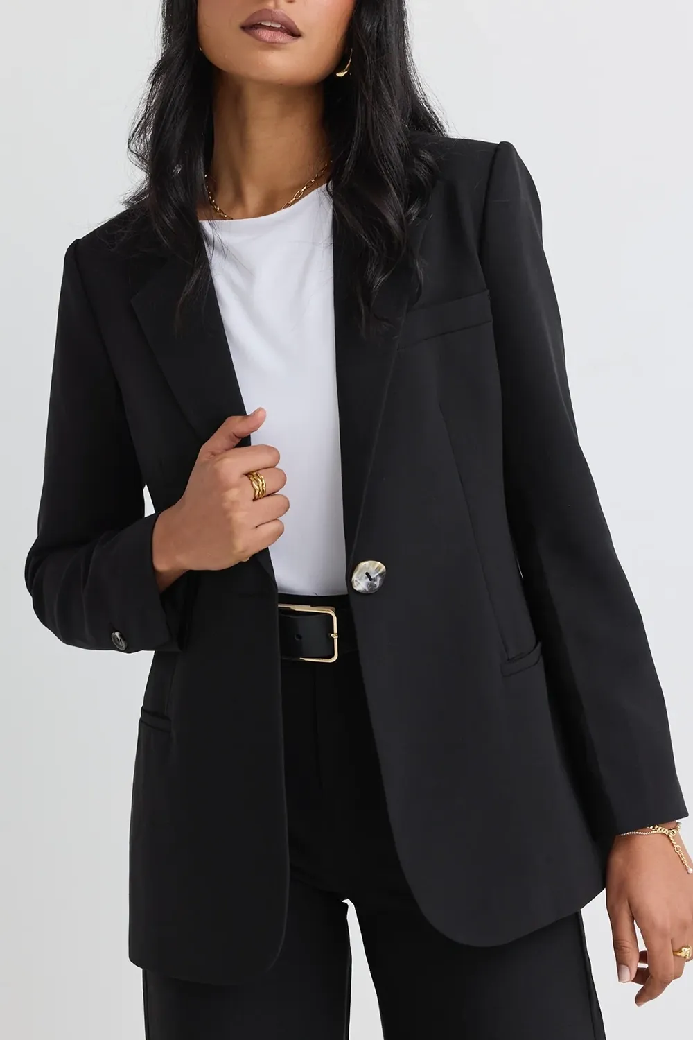 Enough Black Textured Fitted Blazer