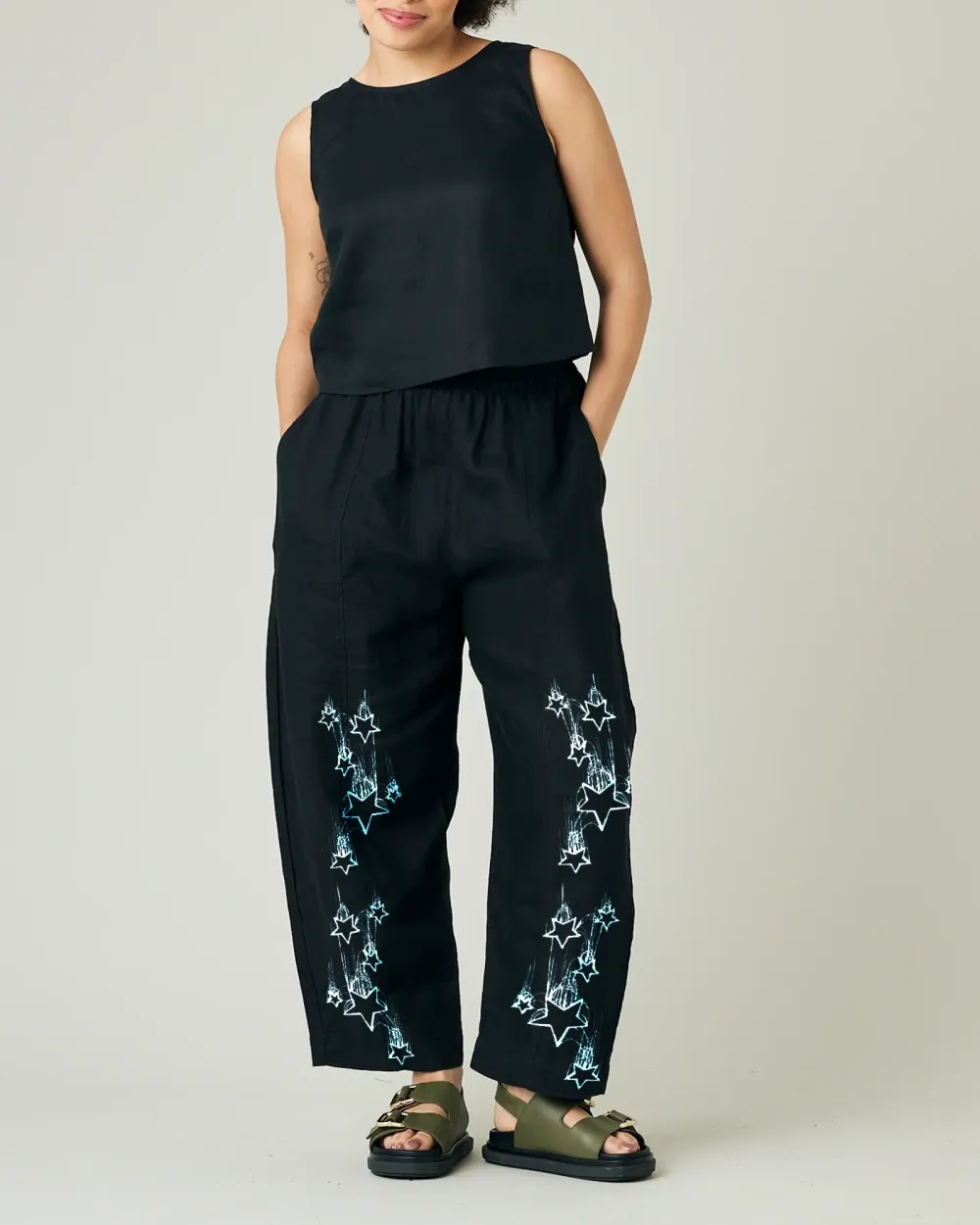 BLACK LINEN TROUSERS
