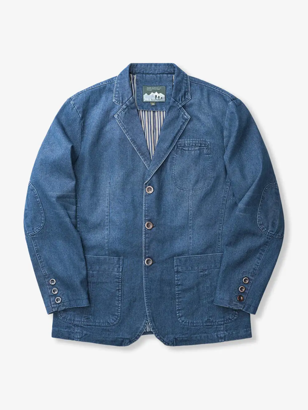 Men'S Denim Pocketed Tailored Jacket