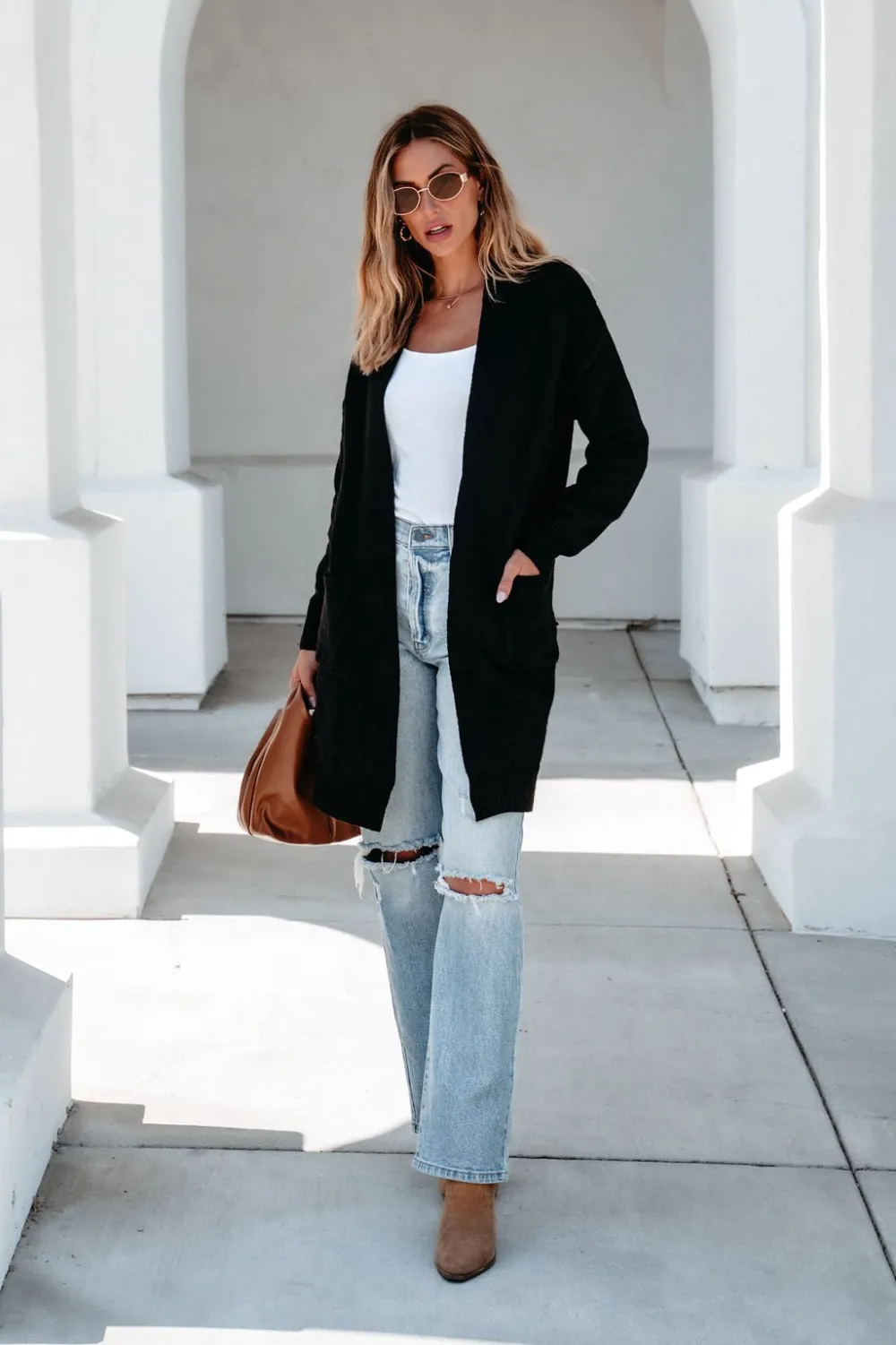 Solid Black Oversized Duster Cardigan