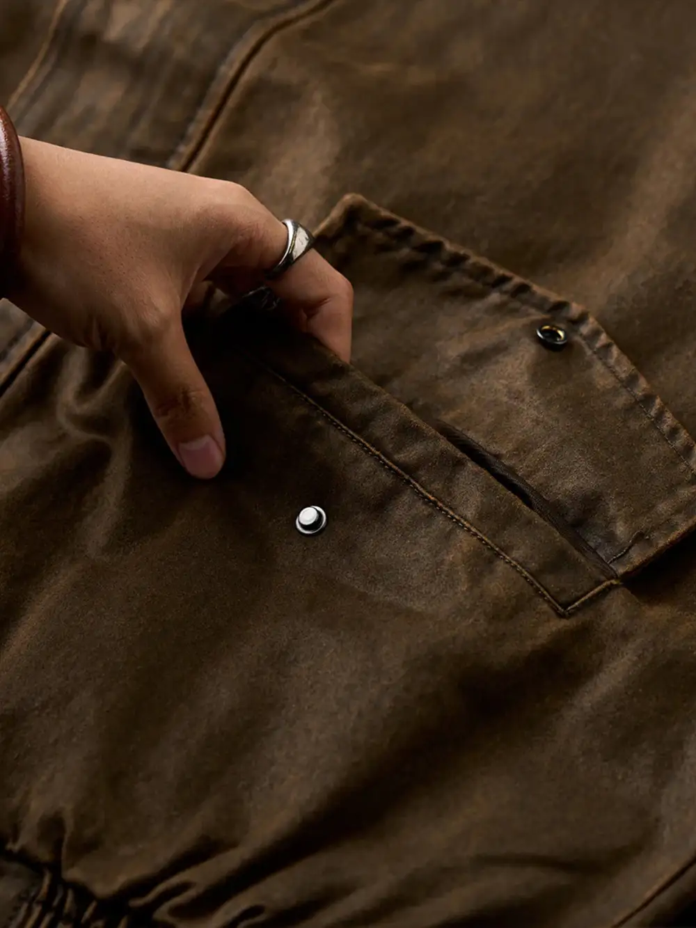 Men's Suede Texture Button Front Work Jacket
