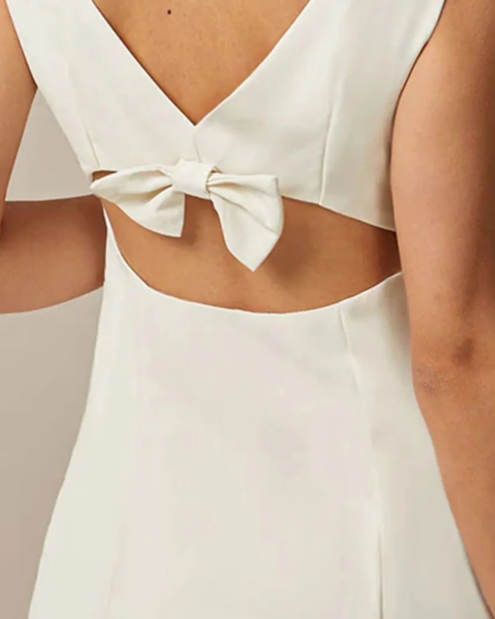 Boat Neck White Dress