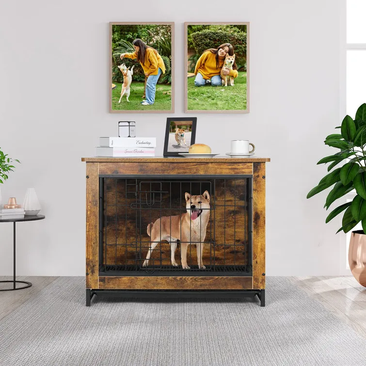 Pirecart Dog Crate Furniture, Side End Table, Modern Kennel, Wooden Heavy-Duty Dog