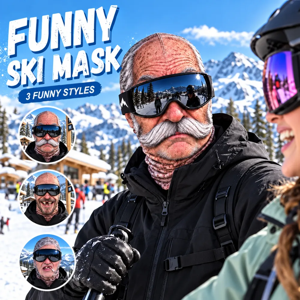 🎿 Funny Realistic Face Ski Balaclava | Slopes Party Winter Group Gear