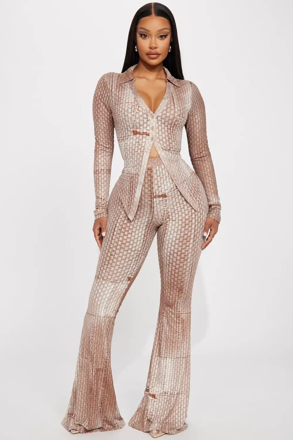 Magnolia Mesh Pant Set - Taupe