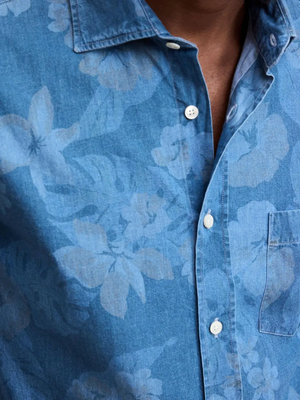 Soft And Comfortable Simple Indigo Blue Print Shirt