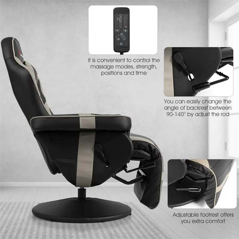 Ergonomic High Back Massage Gaming Chair Racing Style Gaming Recliner with Adjustable Backrest Footrest