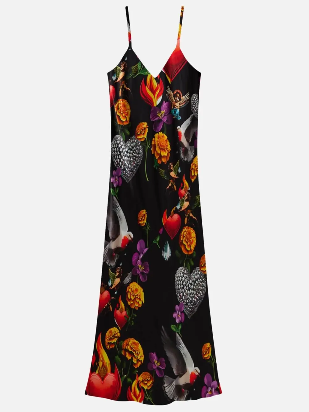 Print Spaghetti Strap Midi Dress