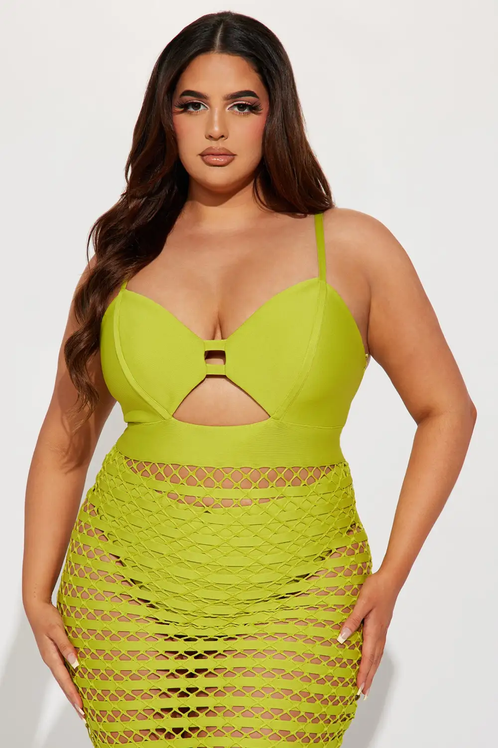 Naya Crochet Midi Dress - Chartreuse