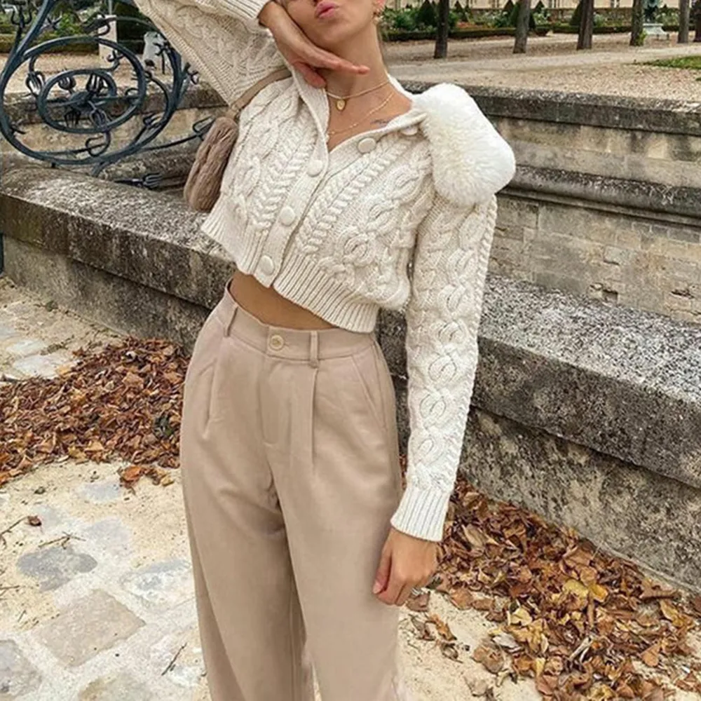 Faux Fur Knitted Cardigan