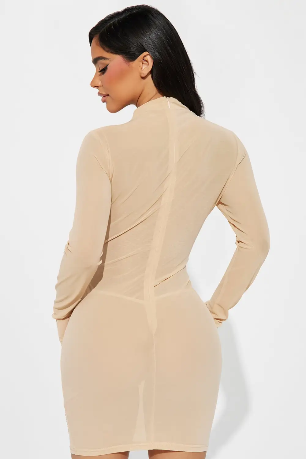 Aaliyah Embellished Mini Dress - Mocha