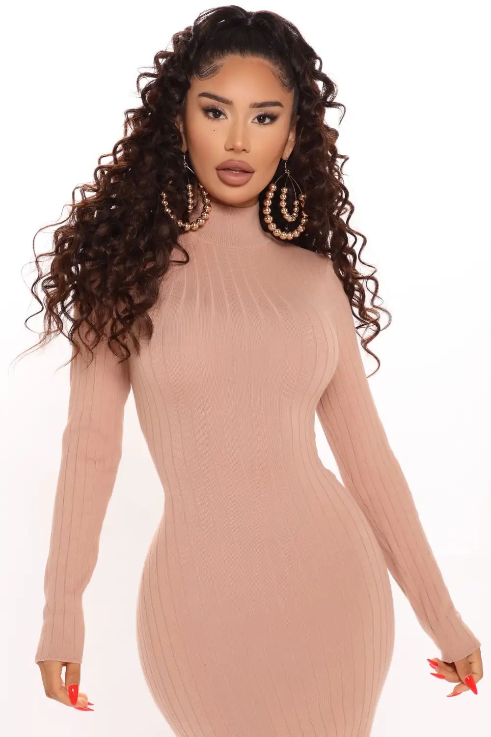 Taryn Sweater Midi Dress - Mocha