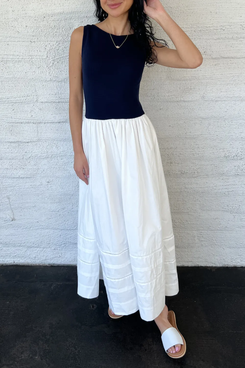 Sleeveless Mixed Media Midi Dress