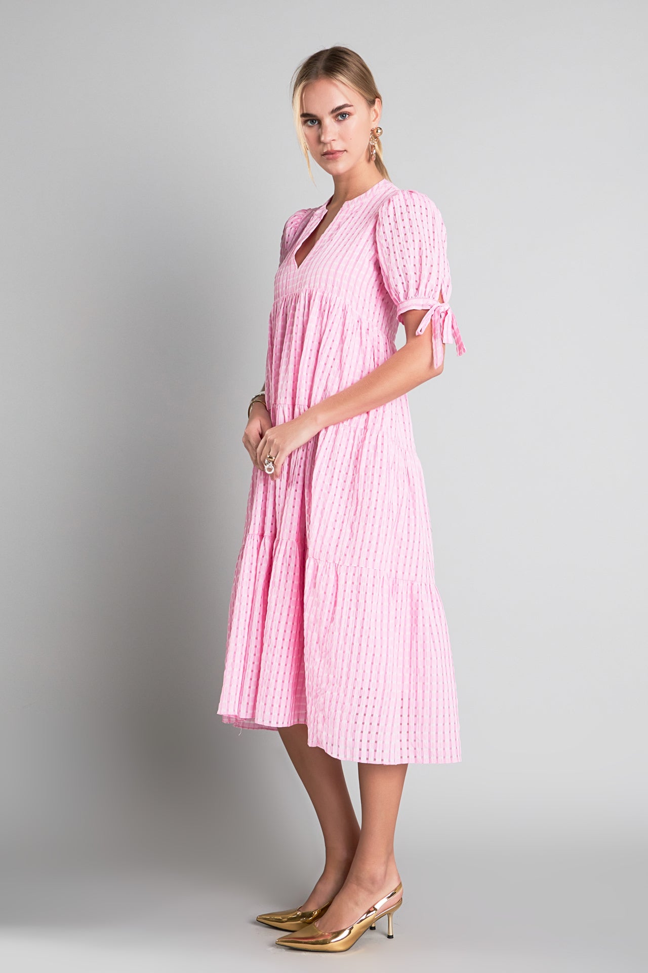 Gingham Tiered Midi Dress