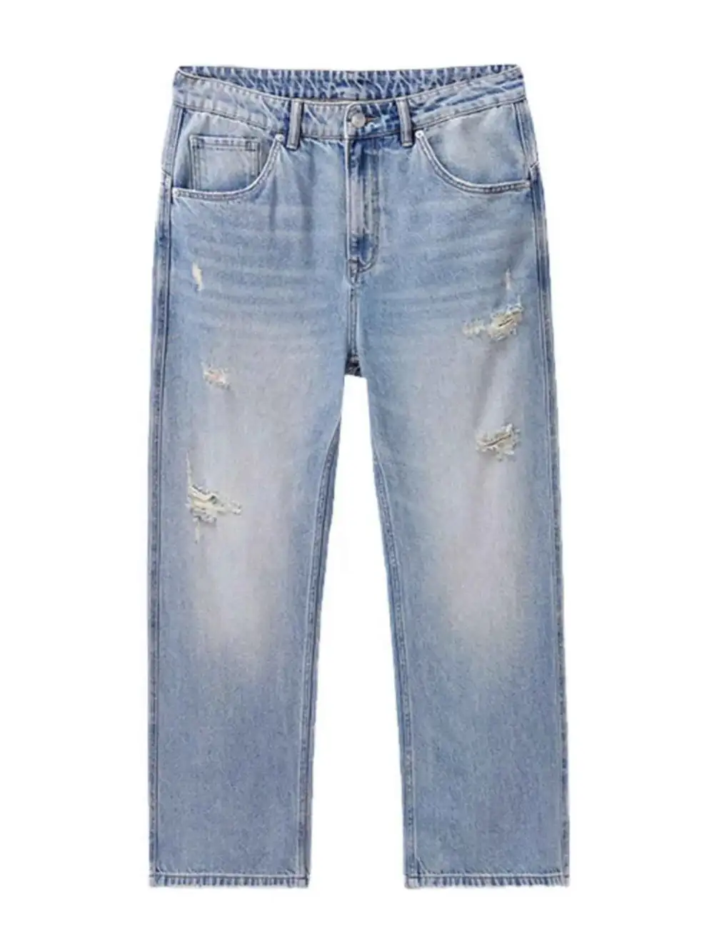 Casual Distressed Wide Leg Jeans