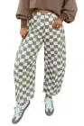 Checkered Denim Pants