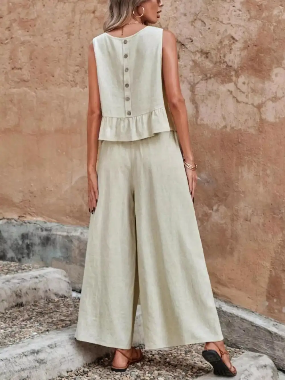 Ruffle Wide Leg Jumpsuit