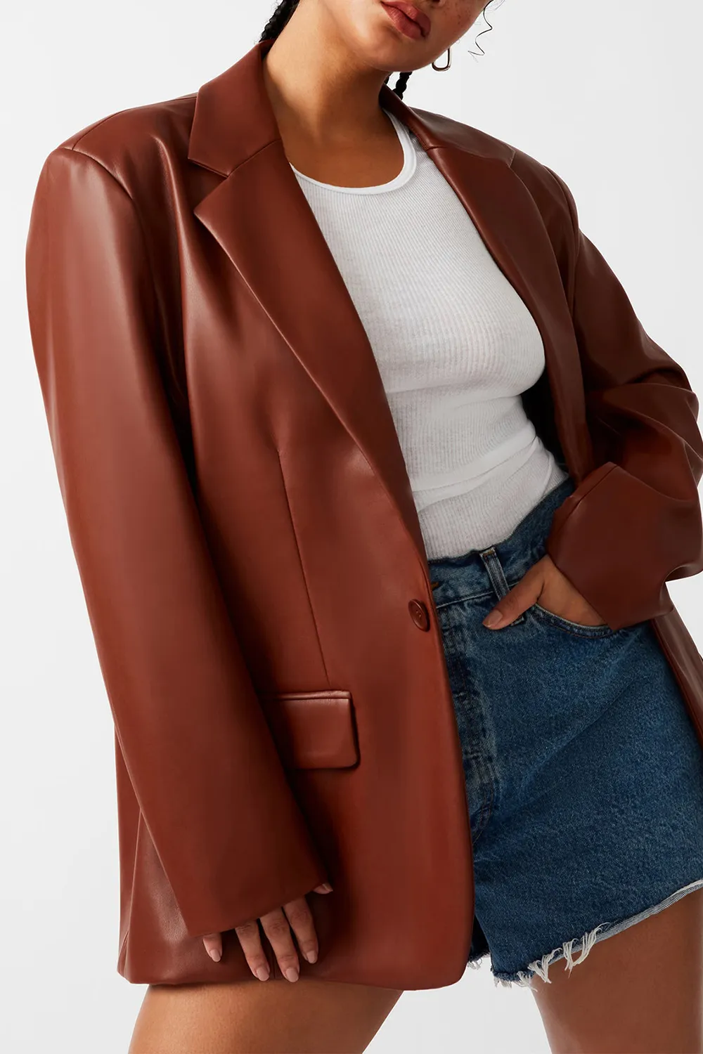 LONG SLEEVE BLAZER COGNAC